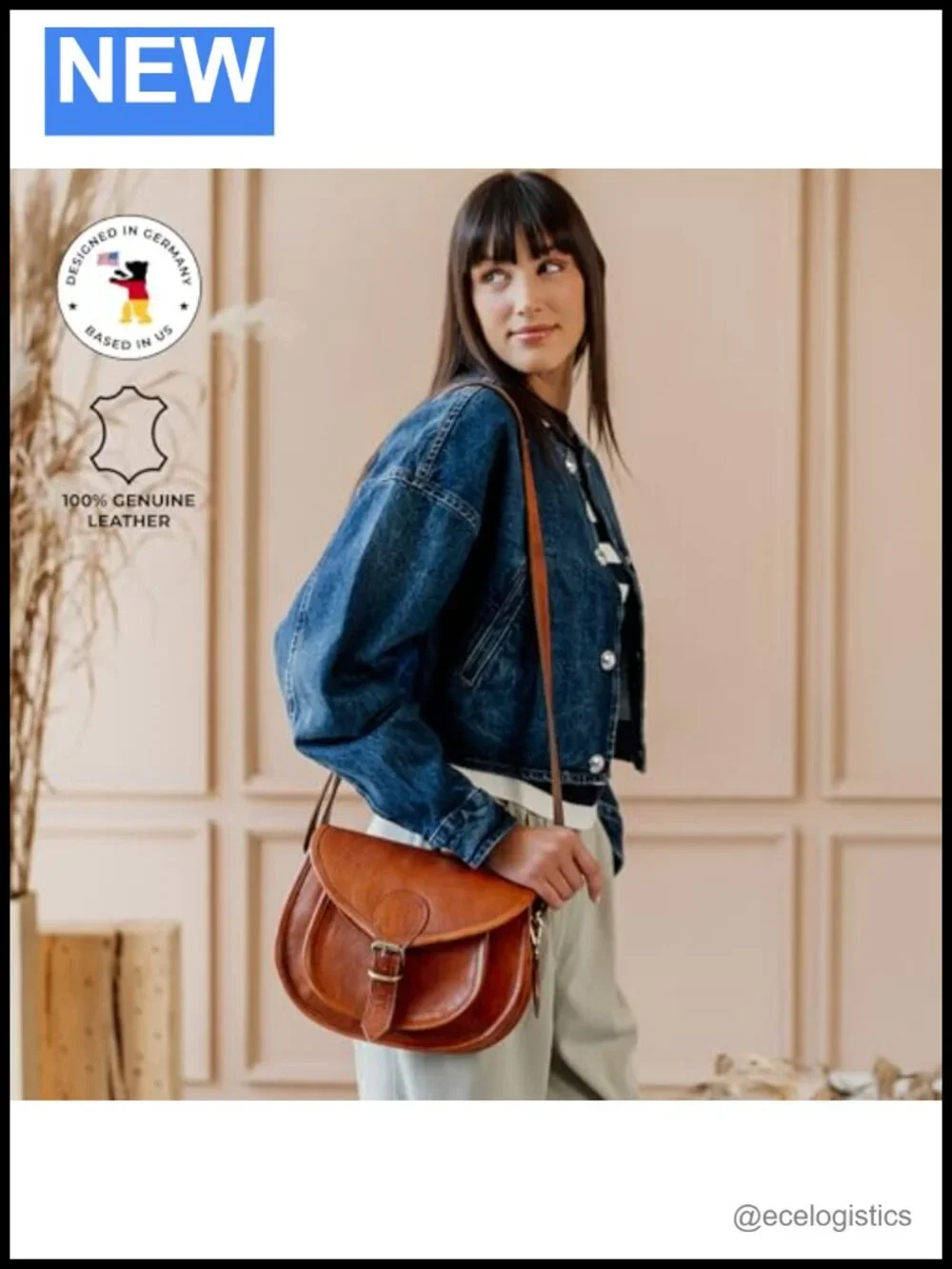 Genuine Leather Crossbody Bag with Adjustable Strap